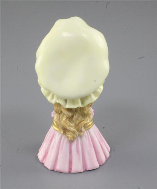 A Victorian Royal Worcester Mob Cap candle extinguisher, 9cm